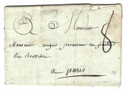 1771 - Lettre De JONCY ( Haute Saône ) Lenain L1 Taxe 8 Sous Pour Paris - 1701-1800: Precursori XVIII