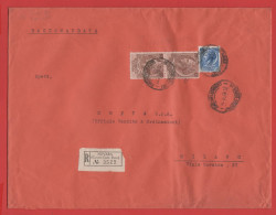 ITALIA - Storia Postale Repubblica - 1957 - 2x 100 Antica Moneta Siracusana + 60 Antica Moneta Siracusana - Busta Di Gra - 1946-60: Marcophilie