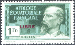 AFRICA EQUATORIALE FRANCESE, EMILE GENTIL, 1 Fr., 1940, NUOVO (MLH*) Mi:FR-EQ 126b, Scott:FR-EQ 108, Yt:FR-EQ 133 - Nuevos