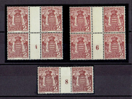 MONACO - MILLESIME - ARMOIRIES TP N°74 - MILLESIMES 4 ** TTB - MILLESIME 6 ** TTB - MILLESIME 8 * - Unused Stamps