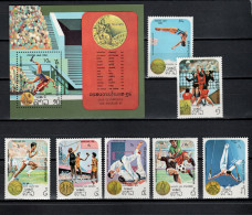 Laos 1984 Olympic Games Los Angeles, Football Soccer, Judo, Wrestling, Basketball, Volleyball Etc. Set Of 7 + S/s MNH - Sommer 1984: Los Angeles