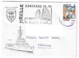 170 JDA -PORTE-HÉLICOPTÈRES JEANNE D'ARC - CAMPAGNE1993-1994  Escale  De MANILLE - PHILIPINES) TP LOCAUX - Seepost