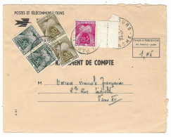 1962 - Enveloppe PTT REGLEMENT DE COMPTE TAXEE 1,45 F De Cametours ( Manche ) Pour Paris - 1960-.... Cartas & Documentos