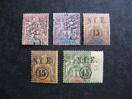 Nouvelle-Calédonie: TB Série N° 54 Au N° 58, Neufs X Avec N° 58 Surcharge Déplacée. - Unused Stamps