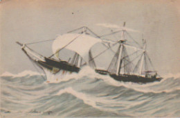 La Ligue Maritime Et Coloniale VOILIER 3 Mats "En Fuite"  Illustr HAFFNER (Chargé Par Ouragan... Fuir Vent Arrière") - Veleros