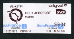 Ticket De Train - Orly Aéroport Paris - Orlyval "Ile-de-France-Mobilités" - Europa