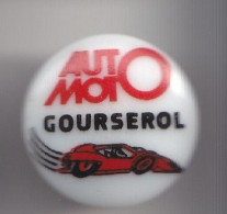 Pin's En Porcelaine Thoscas Limoges Auto Moto Gourserol Réf 7645JL - Autres & Non Classés