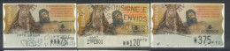 SPAIN - 2001 - 3rd CENT. OF FOUNDATION OUR LADY OF SORROWS  SELF ADH. STAMPS LABELS SET OF 3 OF DIFFERENT VALUES, USED . - Gebraucht