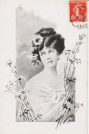 Superbe Carte ART NOUVEAU De 1908 ILLUSTRATEUR M.J.S. (Femme Avec Fleurs) - Otros & Sin Clasificación