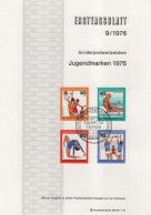 Germany Deutschland 1976-09 Jugend Jugendmarken, Basketball Rowing Volleyball Gymnastics Turnen Rudern Sport, Bonn - 1974-1980