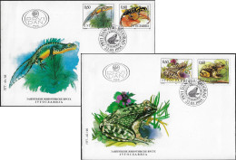 Yougoslavie 1995 Y&T 2567 à 2570 Sur 2 FDC. Faune Protégée. Reptiles, Grenouille, Triton Alpestre, Salamandre... - Grenouilles