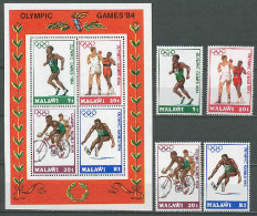 Malawi 1984 Olympic Games Los Angeles, Athletics, Boxing, Cycling Set Of 4 + S/s MNH - Sommer 1984: Los Angeles