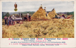 J.I. Case Threshing Machine Co Advertising Steam Engine Separator Machinery Farming Agriculture Racine WI Postcard Z2 - Racine