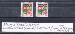 France Armoiries Blason D'Oran (1960-61) Y/T N° 1230A + Variété 1230Ah (cadre Inférieur Dédoublé) Oblitérés - 1941-66 Escudos Y Blasones