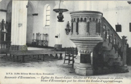 SOUVENIR D' ECAUSSINNES : Eglise Du  Sacré-Coeur, Chaire De Vérité Façonnée En Pierre Bleue D'Ecaussinnes Par Les élèves - Ecaussinnes