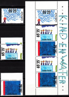 NETHERLANDS 1988 Mi. 1353-55, Bl. 32. Voor Het Kind. Children And Water. Drawings, MNH - Nuovi