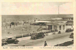 14 - Deauville - Plage Fleurie - Ue Panoramique Sur La Plage Et Jeux D'enfant - Animée - Automobiles - CPA - Voir Scans  - Deauville