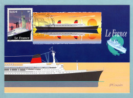 Carte Maximum 2002 - Le Siècle Au Fil Du Timbre - Les Transports - Paquebot Le France - YT 3473 - Paris - 2000-2009