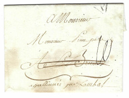 1780 - Lettre De PARIS P Dans Un Triangle Noir Taxe 10 Sous Pour Lamballe - Au Dos " Deb De St Brieuc " Manuscrit - 1701-1800: Precursori XVIII