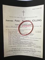 Joannes-Pieter Jolling Echtg Cornelissen Gabriëlle *1885 Hasselt +1960 Hasselt Ronvaux Wanten Houben Philippaerts Sleype - Todesanzeige