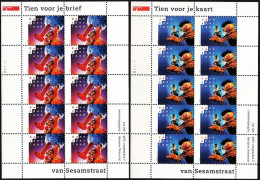 NETHERLANDS 1996 Mi. 1588Klb-1589Klb. Sesame Street Fun Program On TV. 2 MINI-SHEETS, MNH - Blocchi