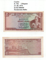 Ceylon  P. 72b  2 Rupees 1974 UNC - Sri Lanka