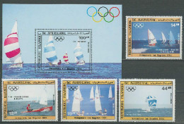 Mauritania 1984 Olympic Games Los Angeles, Sailing Set Of 4 + S/s MNH - Estate 1984: Los Angeles