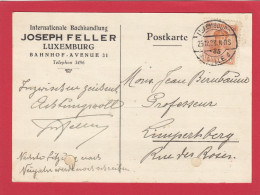 INTERNATIONALE BUCHHANDLUNG,JOSEPH FELLER,LUXEMBURG.POSTKARTE NACH LIMPERSTBERG,1928. - Lettres & Documents