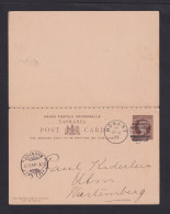 1894 - 1 1/2 P. Bild-Doppel-Ganzsache Ab Hobart Nach Ulm - Covers & Documents