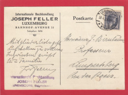 INTERNATIONALE BUCHHANDLUNG,JOSEPH FELLER,LUXEMBURG.POSTKARTE NACH LIMPERSTBERG,1929. - Lettres & Documents