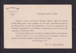 1896 - 1 C. Guatemala Ganzsache Mit Vordruck ""El  Volcan"  - Volcanos