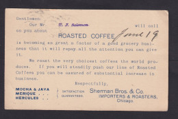 1893 - 1 C. Ganzsache Mit Vordruck "..Toasted Coffee..." Ab Wausau - Other & Unclassified