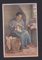 1928 - 10 C. Bild-Ganzsache "Frau Bei Handarbeit" - Gebraucht Ab Gaus - Textile