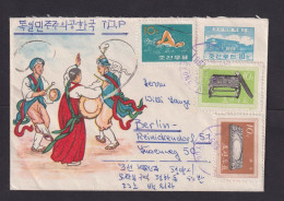 1963 - 10 W. Bild-Ganzsache "Tanzende Musiker" Mit Zufrankatur Ab Pyongyang Nach Berlin - Korea, North