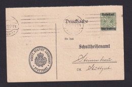 1919 - Dienst-Frage-Ganzsache Vom Statist. Landesamt (DPB 39F) Ab Stuttgart - Sonstige & Ohne Zuordnung