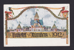 1912 - 5 Pf. Privat-Ganzsache Nürnberg "2 Vögel Halten Band" - Gebraucht Ab Nürnberg - Pájaros Cantores (Passeri)