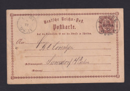 1873 - Hufeisenstempel LÜBECK Auf 1/2 Gr. Ganzsachen-Karte  - Cartas & Documentos