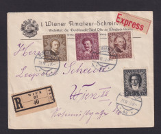 1922 - 4 Werte Komponisten Auf Eilboten-Einschreibbrief In Wien - Lettres & Documents