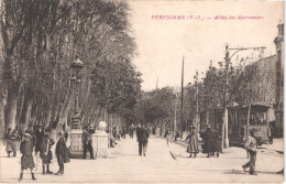 FR66 PERPIGNAN - Couderc - Allée Des Marronniers - Tramway - Tampon Hôpital Militaire Verso - Animée - Belle - Perpignan