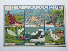 RARE 1 BEAU CARTON DE JEU ANCIEN "LOTO ZOOLOGIQUE" - REVENAZ & TABERNAT Carton Rigide  13 X 20 Cm Env - Autres & Non Classés