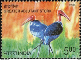 INDIA 2006 ENDANGERED BIRDS 1v Stamp MNH, As Per Scan, P.O Fresh & Fine - Ongebruikt