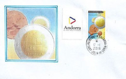 ANDORRA. Mise En Circulation Des Premières Pièces En Euro En ANDORRE Sur Lettre 2016, - Coins