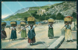 Salerno Amalfi Costumi Portatrici Di Aranci TRACCE UMIDO Cartolina MX1283 - Salerno