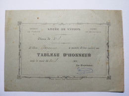 1891 Lycée De VESOUL (Haute-Saône 70) ACADEMIE De BESANCON UNIVERSITE DE FRANCE élève RAPENNE TABLEAU D'HONNEUR - Diploma & School Reports
