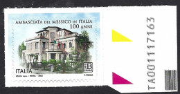 Italia 2022; 100° Ambasciata Del Messico In Italia, Zona 2-50g: Francobollo Con Codice Alfanumerico. - 2021-...: Nieuw/plakker