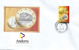 ANDORRA. Mise En Circulation Des Premières Pièces En Euro En ANDORRE Sur Lettre 2016, - Storia Postale