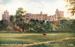 43039529 Windsor_Castle From Home Park Cows Art Colour Card Kuenstlerkarte - Autres & Non Classés