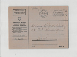 AG2657 HELVETIA ESERCITO SVIZZERO GRT. TER. 71 - GENEVE TO BASEL - 1940 - Poststempel