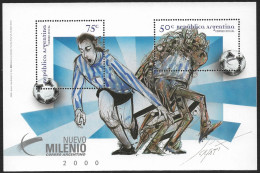 Argentina 1999 Souvenir Sheet New Millennium Soccer Football Sport Player Ball Unused Ungummed - Nuevos