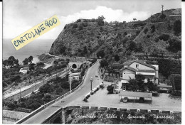 Calabria-reggio Calabria-cannitello Frazione Di Villa S.giovanni Veduta Ferrovia Strada Benzinaio Agip Primi Anni 60 - Andere & Zonder Classificatie